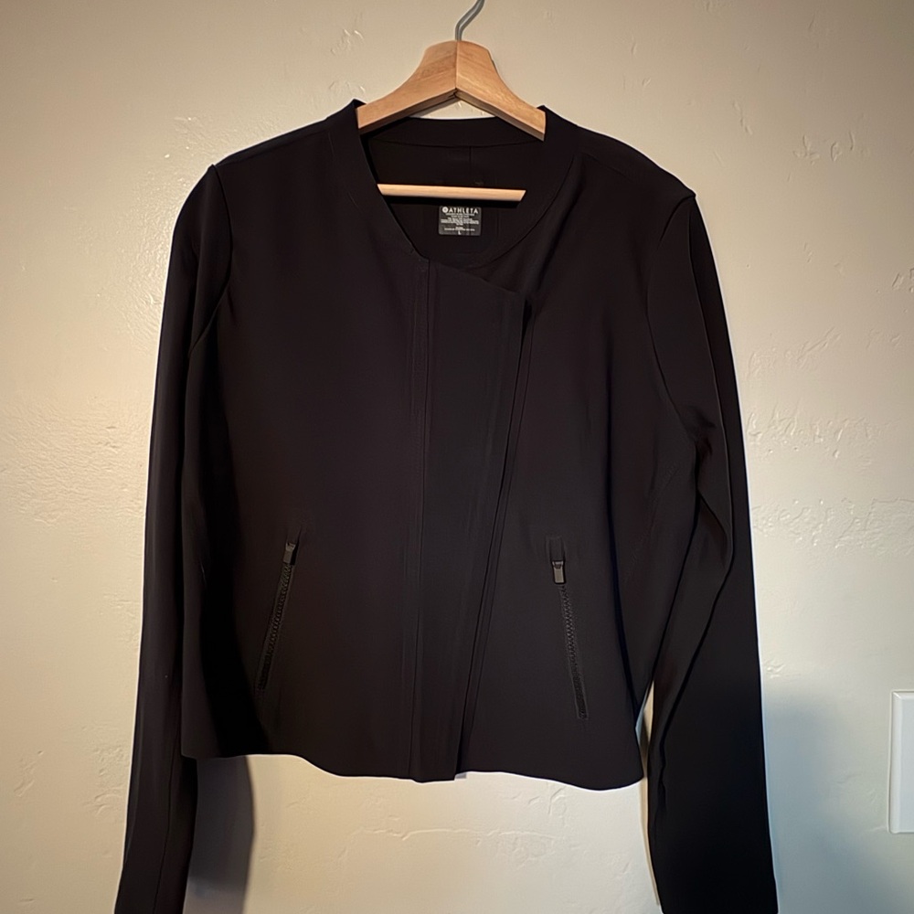 Athleta Women’s Cropped Moto Jacket. Dark Blue  Size L